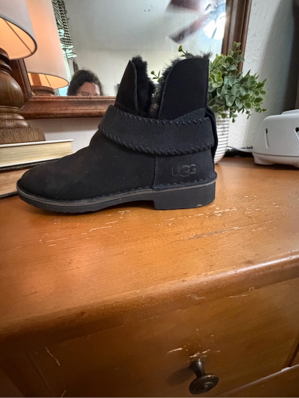 UGG Black Suede Shearling-Lined Ankle Boots